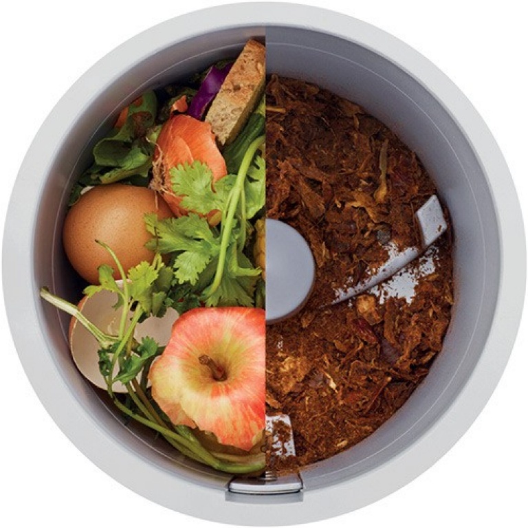 Συσκευή ανακύκλωσης απορριμμάτων τροφής που αφυδατώνει, αλέθει και ψύχει